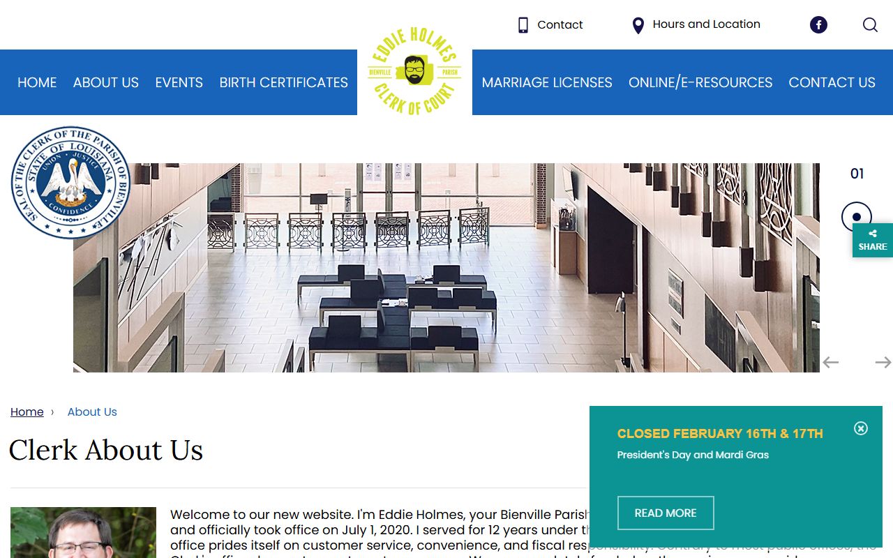 Bienville Parish Clerk of Court about page