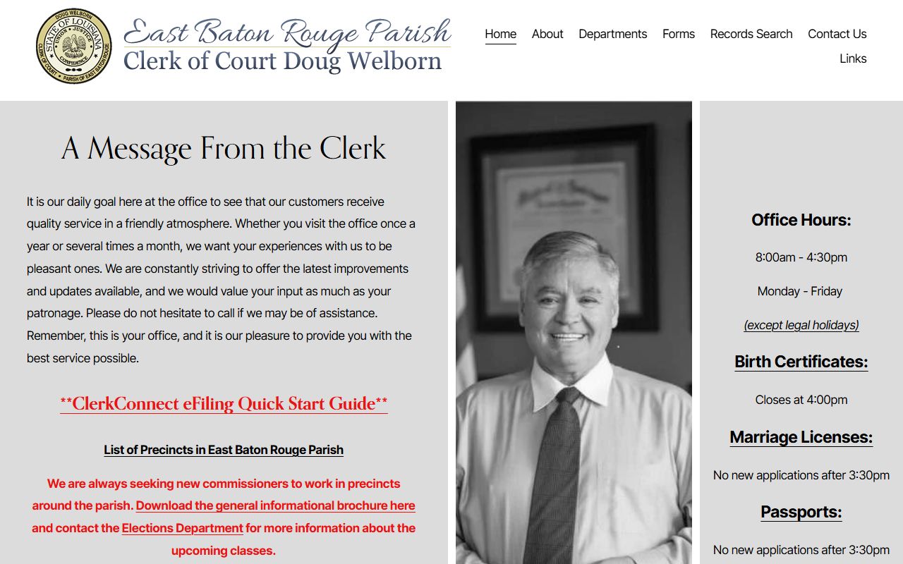 East Baton Rouge Parish Clerk of Court official website for Baton Rouge death records