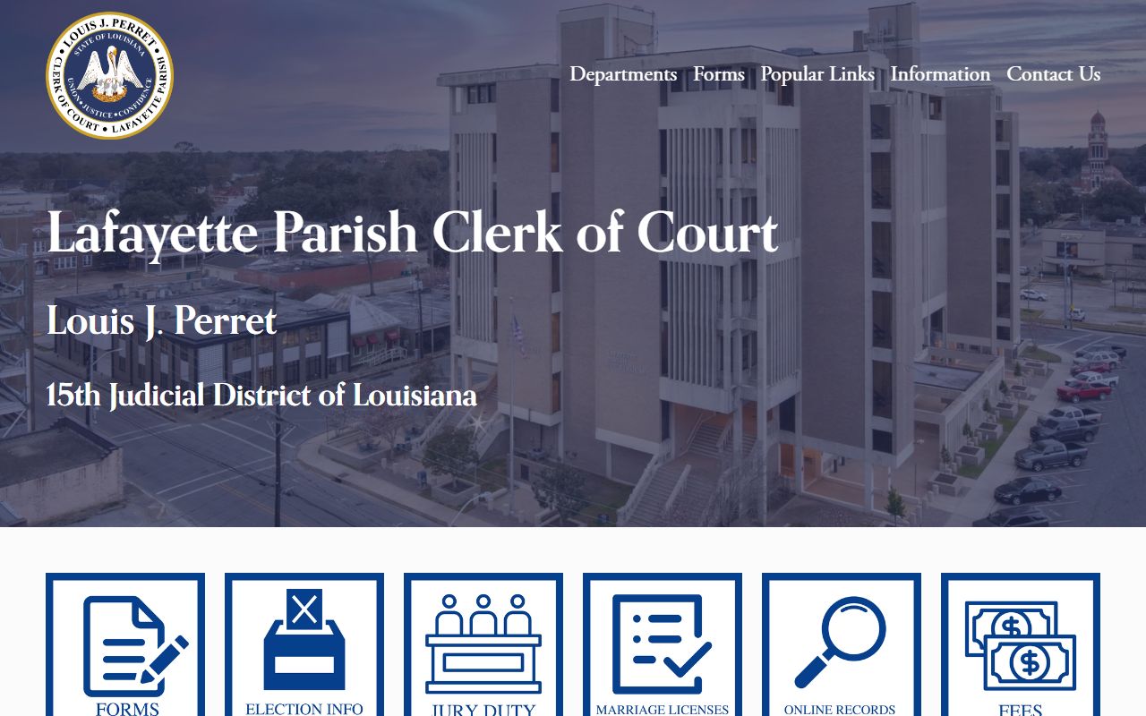 Lafayette Parish Clerk of Court official website for death records