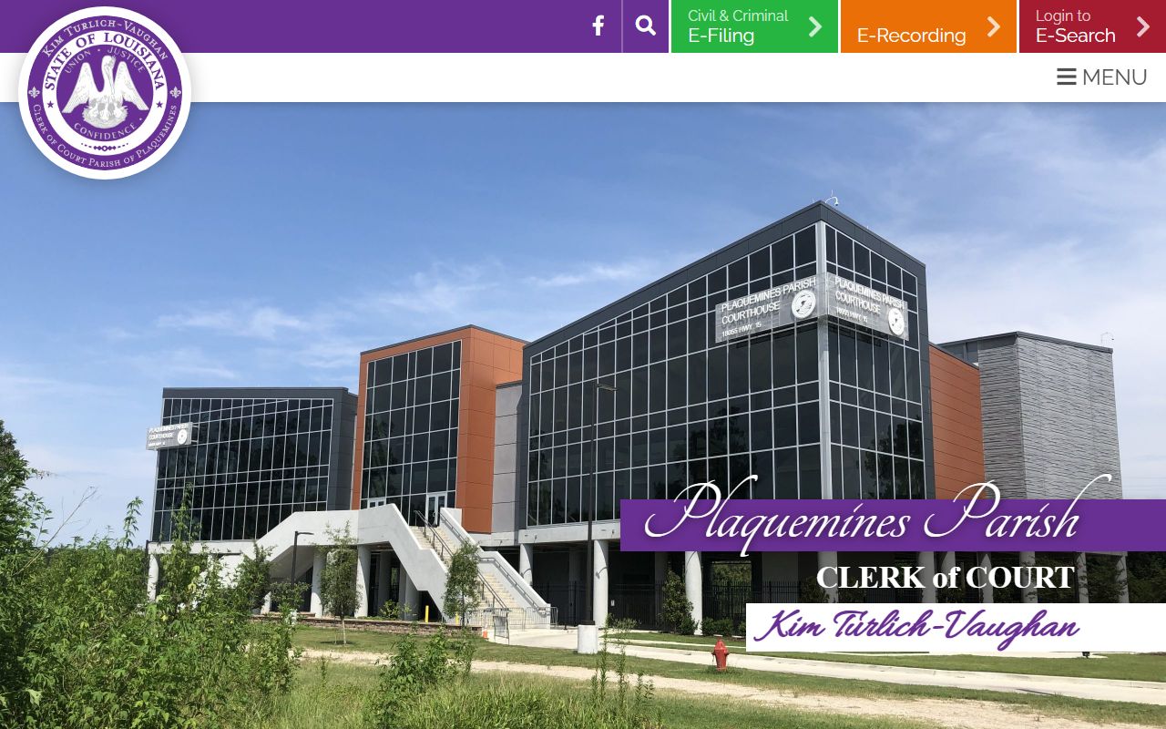 Plaquemines Parish Clerk of Court official website for death records in Belle Chasse Louisiana