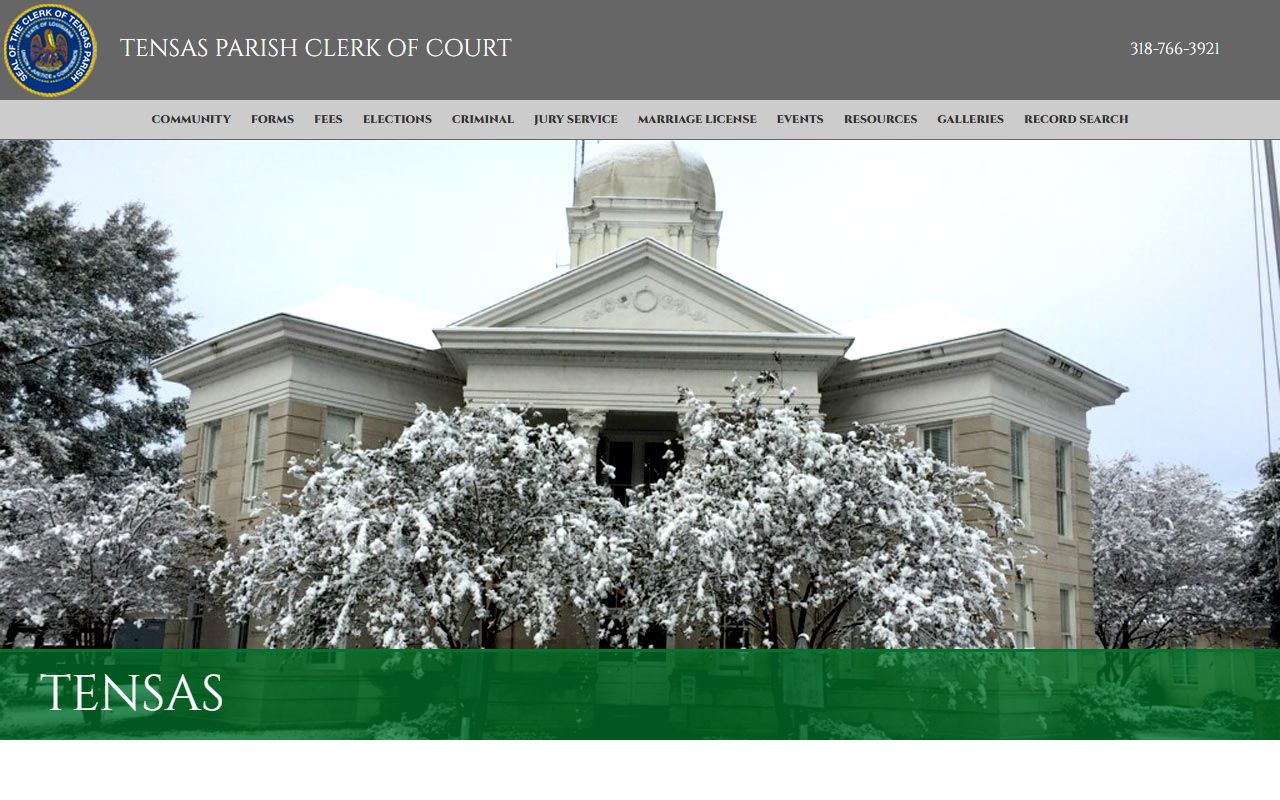Tensas Parish Clerk of Court official website showing death records services in St. Joseph Louisiana