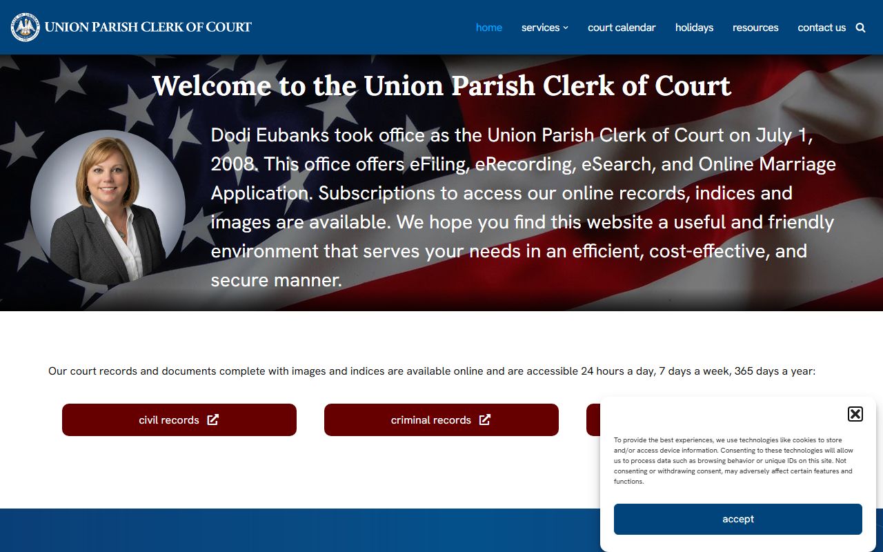 Union Parish Clerk of Court official website for death records in Farmerville