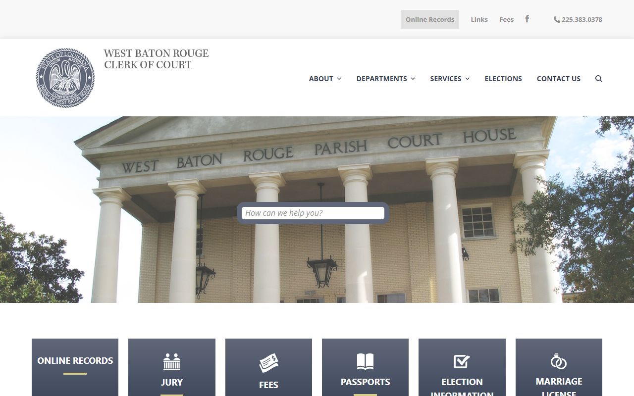 West Baton Rouge Parish Clerk of Court official website for death records in Port Allen
